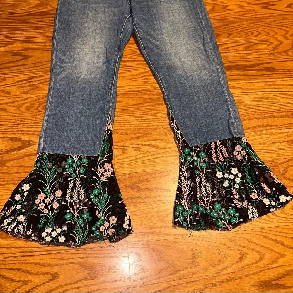 Pilcro and the Letterpress Blue Jeans with Floral Accents - Picture 7 of 9